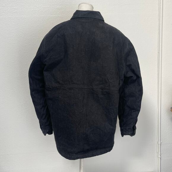 Vintage Ben Davis Mens Black Cotton Denim Warm Lined Work Chore Jacket Size L - Picture 4 of 16